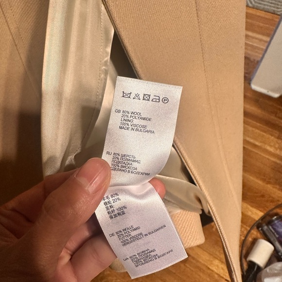 Reiss Camel Double-Breasted wool big collar Coat mid length Peacoat - Picture 6 of 12